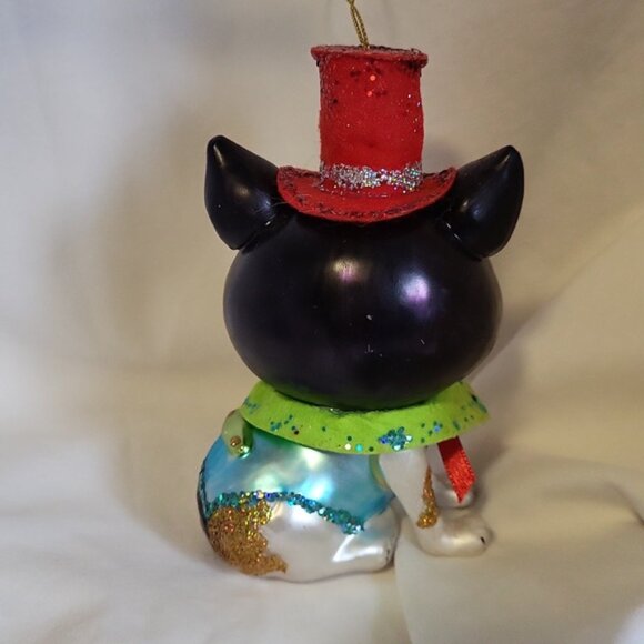 Hand Blown Glass Kitty Cat Top Hat Christmas Ornament - Picture 4 of 6